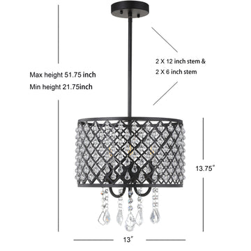 Gigi Metal/Crystal Adjustable LED Drop Chandelier - JONATHAN Y